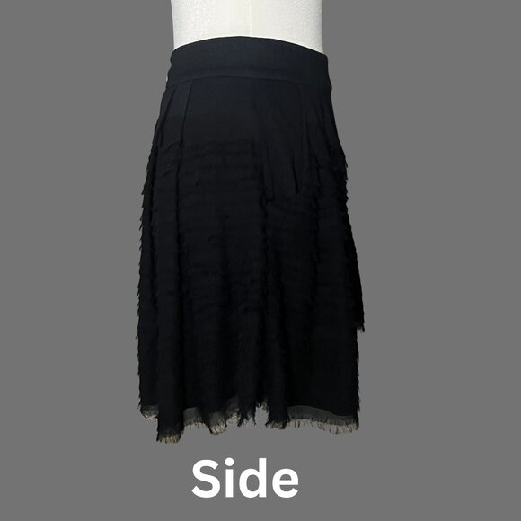 DVF Black Silk Textured Ruffle Mini Skirt – Size 4 - Picture 5 of 7
